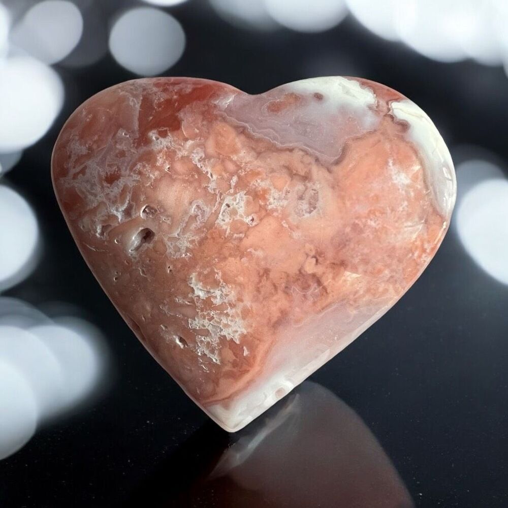 Pink Agate Crystal Heart Carving